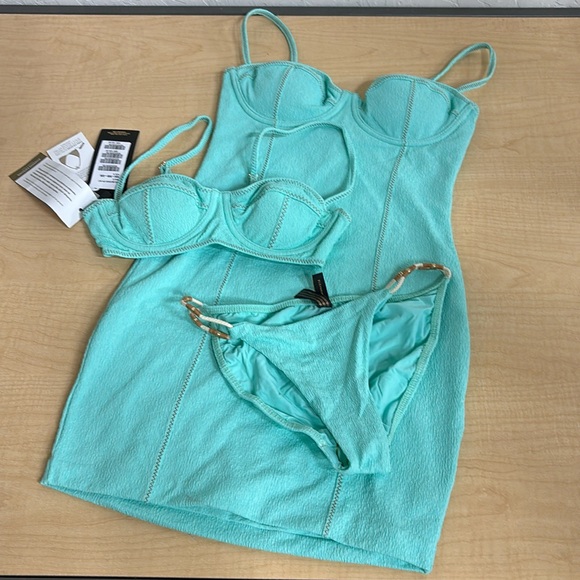 ViX Firenze Corsage Underwire Top Cloqué Bottoms Corsage Dress 3 Piece Set